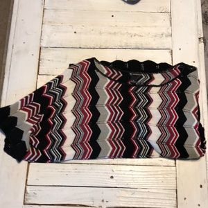 Red, Black and white top